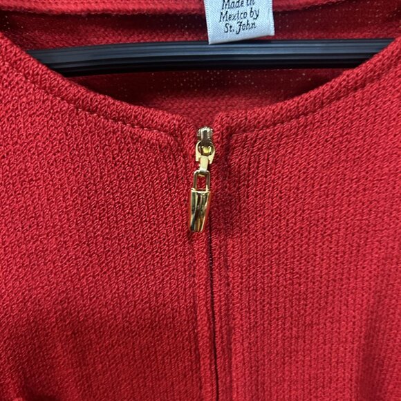 St. John Collection Red Santana Knit Tunic Sweater Wool Dress Size 8 - Picture 7 of 9